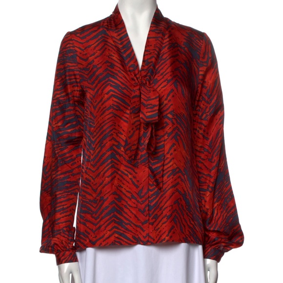 Rachel Zoe Animal Print Abstract Silk Blouse - Picture 7 of 7